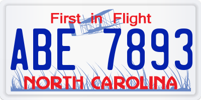 NC license plate ABE7893