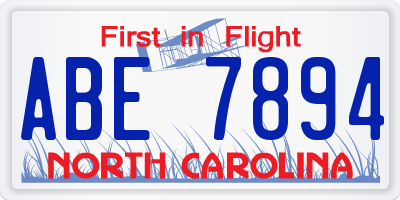 NC license plate ABE7894
