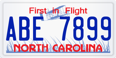NC license plate ABE7899