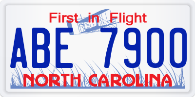 NC license plate ABE7900