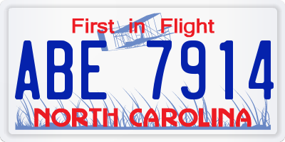 NC license plate ABE7914
