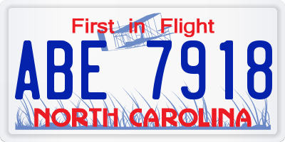 NC license plate ABE7918