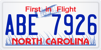 NC license plate ABE7926