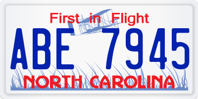 NC license plate ABE7945