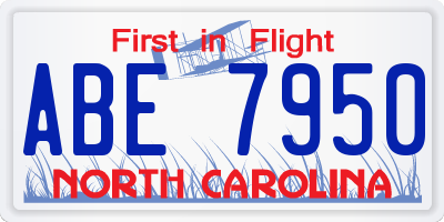 NC license plate ABE7950