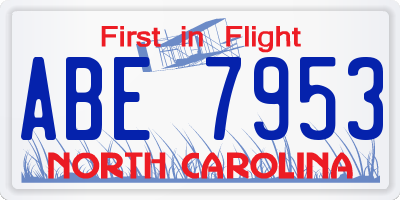 NC license plate ABE7953