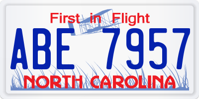NC license plate ABE7957