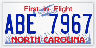 NC license plate ABE7967