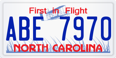 NC license plate ABE7970