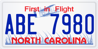 NC license plate ABE7980