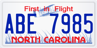 NC license plate ABE7985