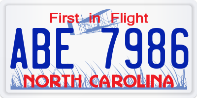 NC license plate ABE7986
