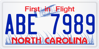 NC license plate ABE7989