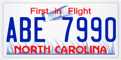 NC license plate ABE7990