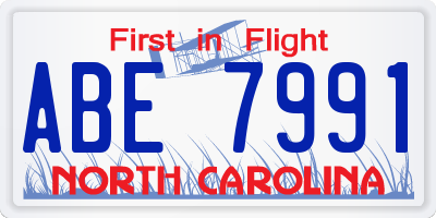 NC license plate ABE7991