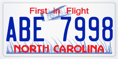 NC license plate ABE7998