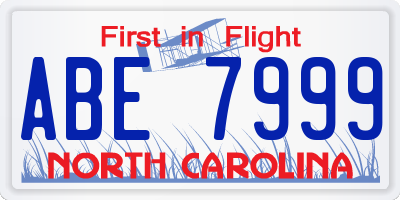 NC license plate ABE7999