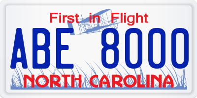 NC license plate ABE8000