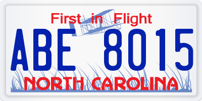 NC license plate ABE8015