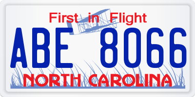 NC license plate ABE8066