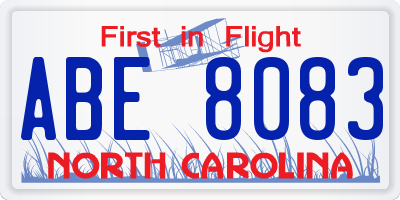 NC license plate ABE8083