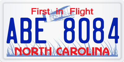 NC license plate ABE8084
