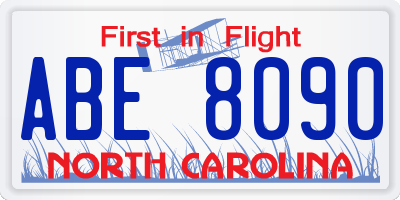 NC license plate ABE8090
