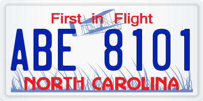 NC license plate ABE8101