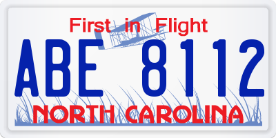 NC license plate ABE8112