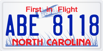 NC license plate ABE8118