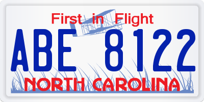 NC license plate ABE8122