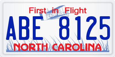 NC license plate ABE8125