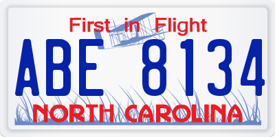 NC license plate ABE8134