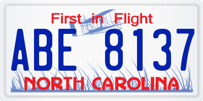 NC license plate ABE8137