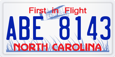 NC license plate ABE8143