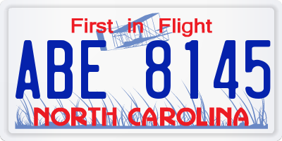 NC license plate ABE8145