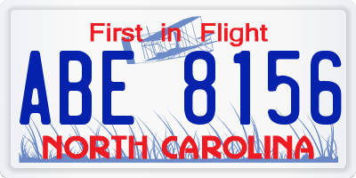 NC license plate ABE8156