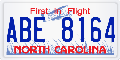 NC license plate ABE8164
