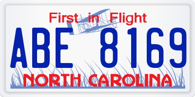 NC license plate ABE8169
