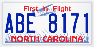 NC license plate ABE8171