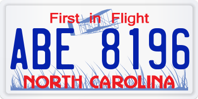 NC license plate ABE8196