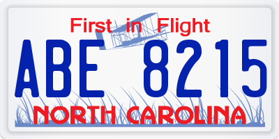 NC license plate ABE8215
