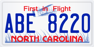NC license plate ABE8220