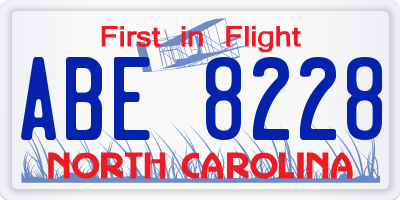 NC license plate ABE8228