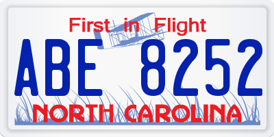 NC license plate ABE8252