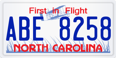NC license plate ABE8258