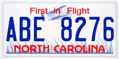 NC license plate ABE8276