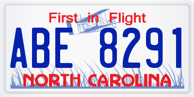 NC license plate ABE8291