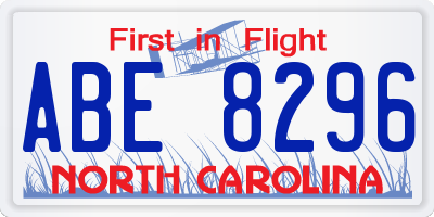 NC license plate ABE8296