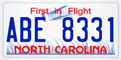 NC license plate ABE8331